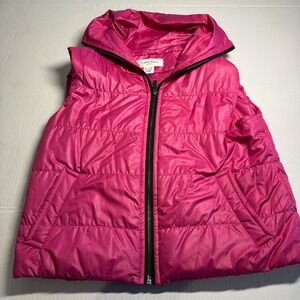 Calvin Klein Petites‎ Pink Puffer Vest Hooded S Zip Up Lightweight Women Small